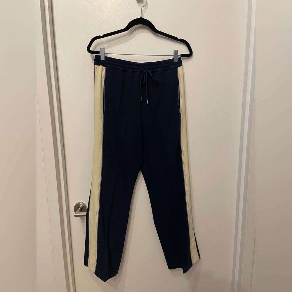 Sportmax code navy casual pant with ivory stripe
